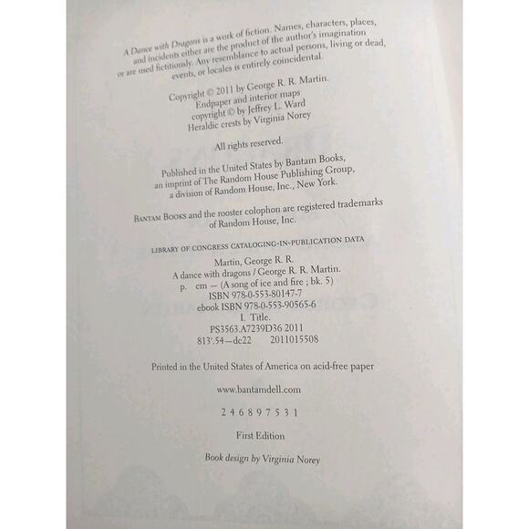 A Dance with Dragons George R.R. Martin 2011 First Edition Hardcover Dust Jacket - Picture 5 of 16
